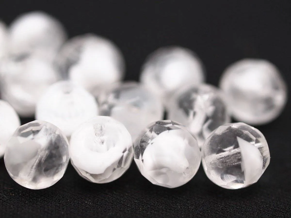 10 Pcs Clear Czech Glass 10 Mm Faceted Round Beads Cf-05