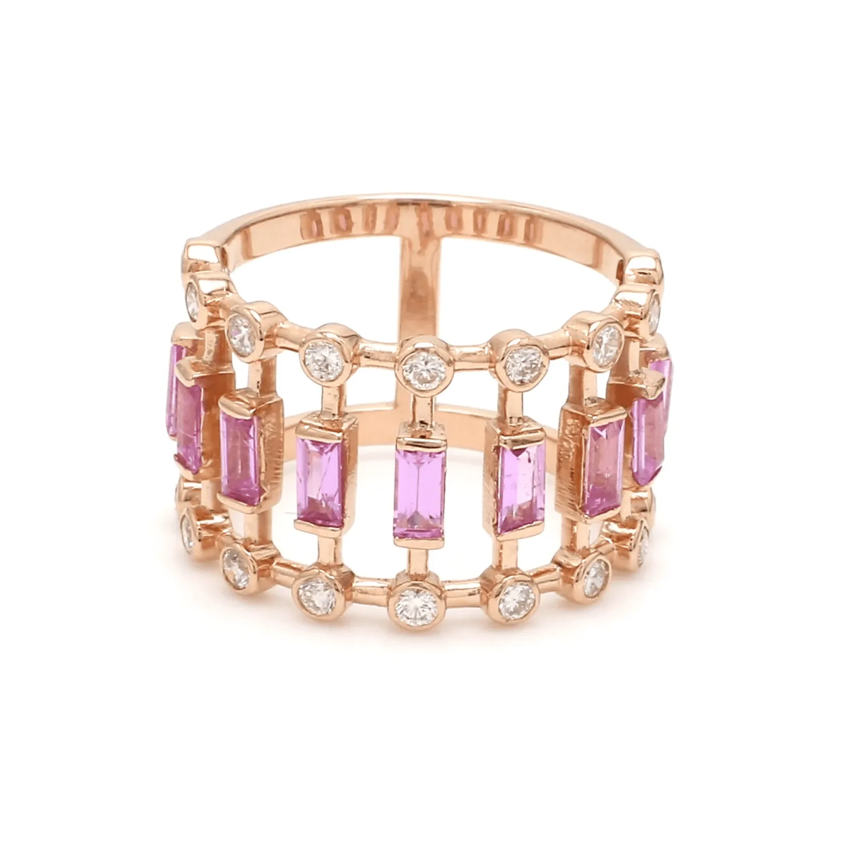 14K & 18K Gold Pink Sapphire Baguette Ring