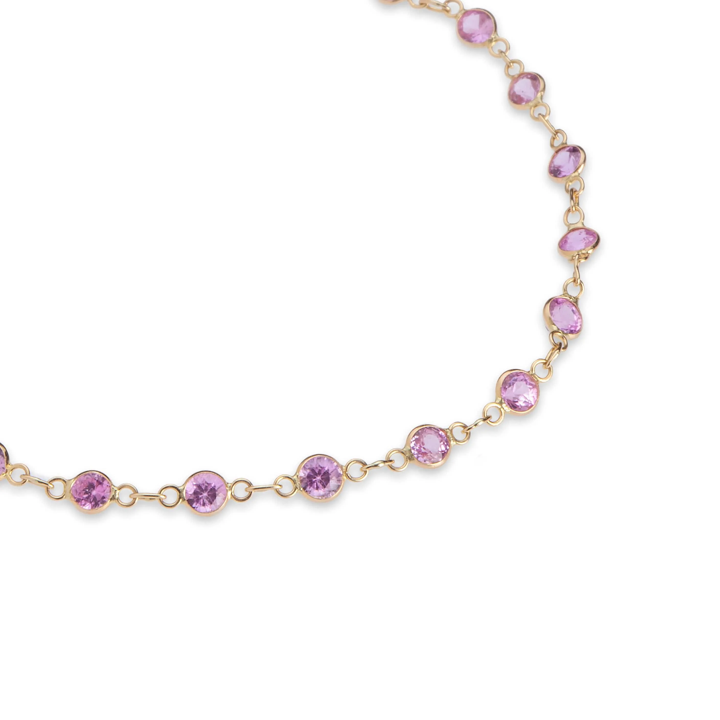 14K Gold Pink Sapphire Strand Necklace