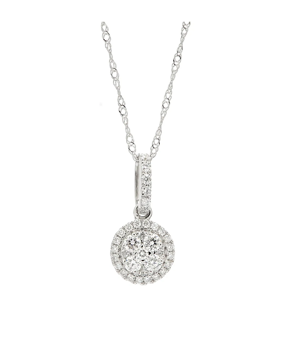 14K White Gold Diamond Cluster Pendant