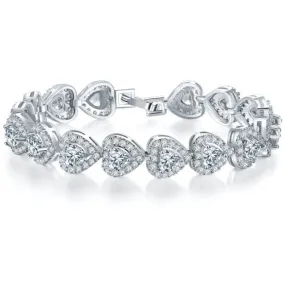 14K White Gold Filled Heart Diamond Bracelet