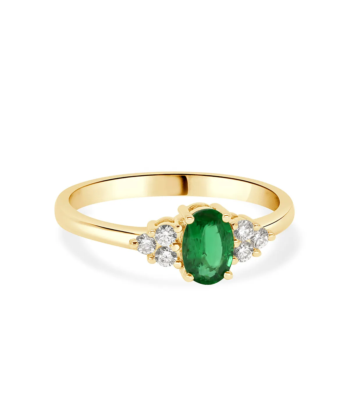 14K Yellow Gold Emerald and Diamond Ring