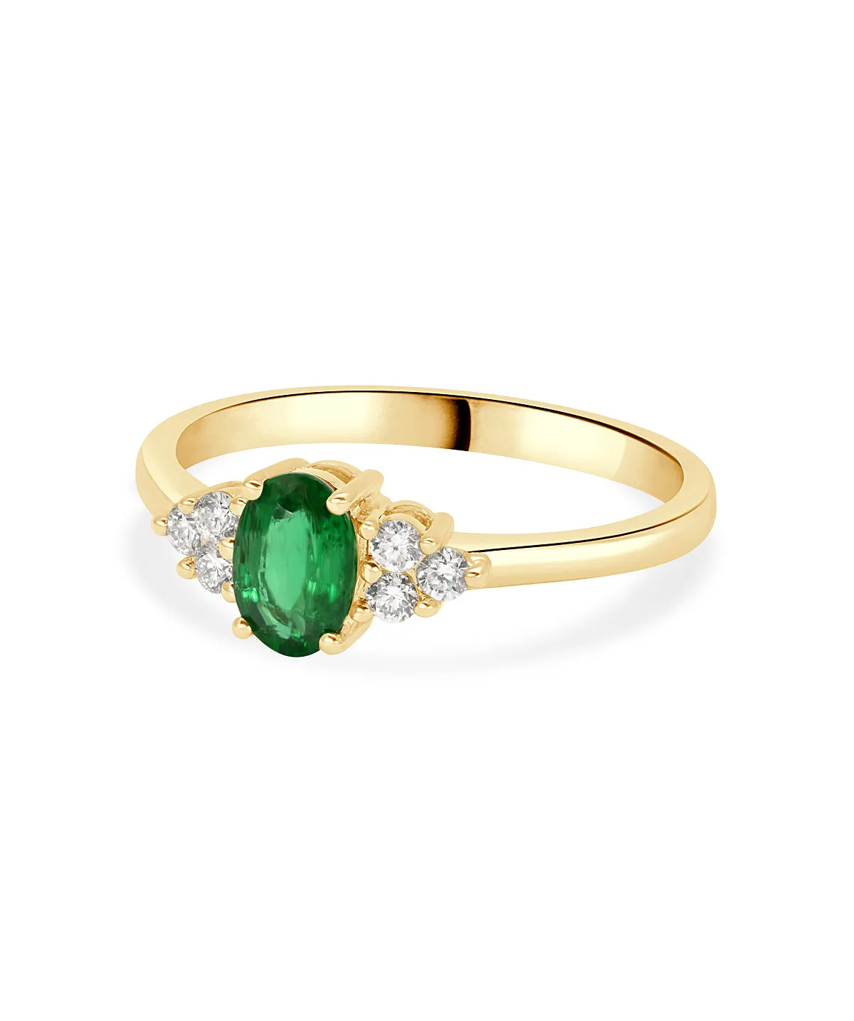 14K Yellow Gold Emerald and Diamond Ring