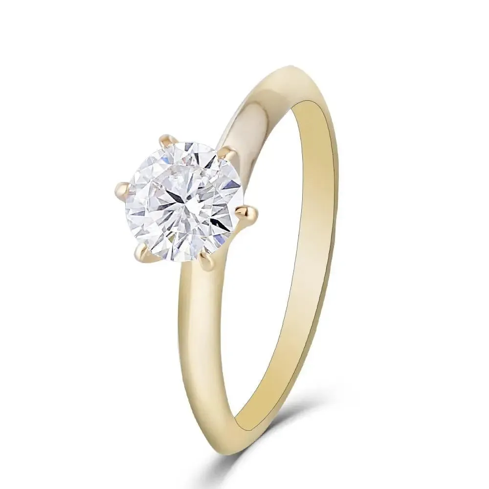 14k Yellow Gold Solitaire Moissanite Ring 1ct