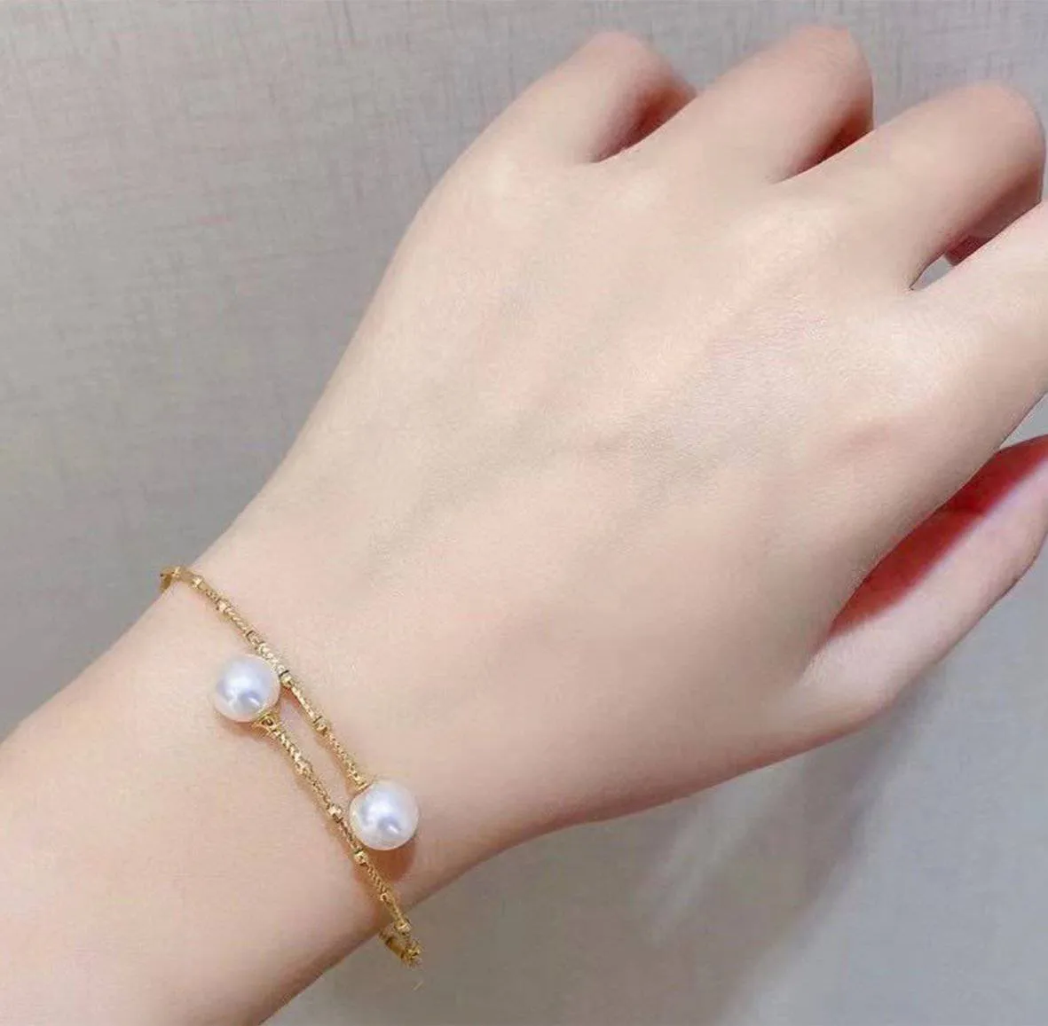 18K Solid Gold Freshwater Pearl Bracelet KB00002