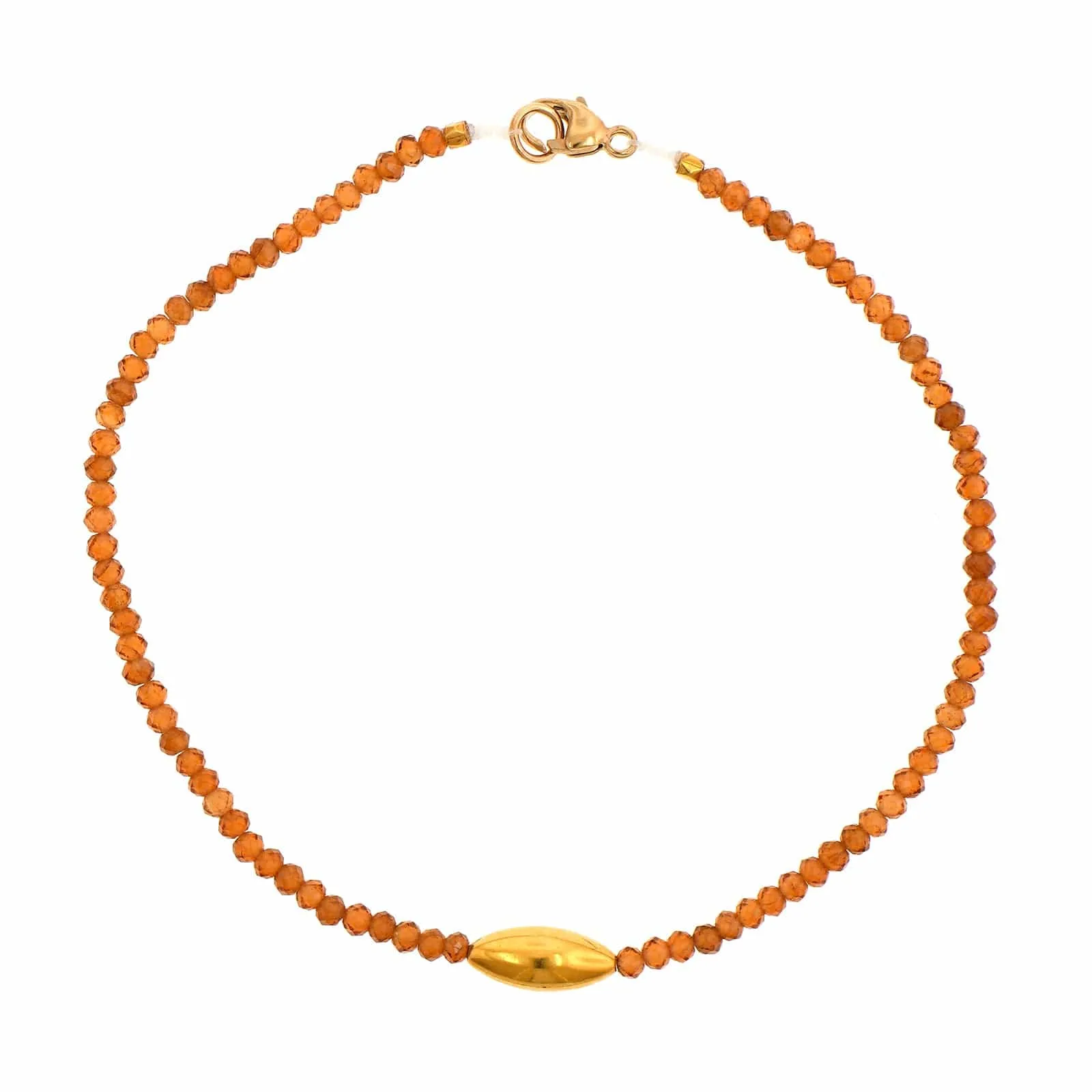 18K Yellow Gold Hessonite Garnet Beaded Bracelet