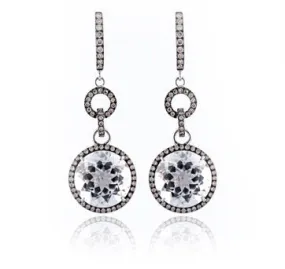 18Kw Gold Round Drop Earrings With Diamonds