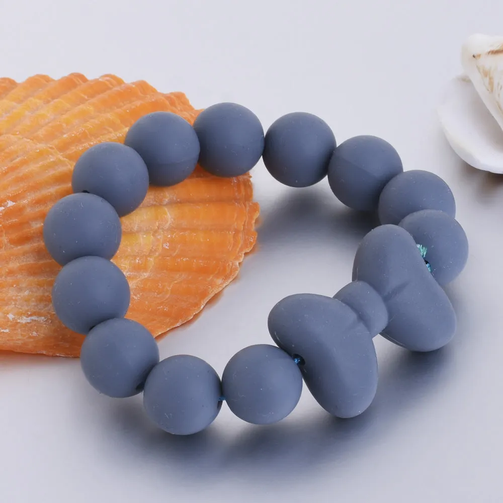 18mm Round Teething Beads Bulk Loose Chew Silicone Beads BPA Free Wholesale Silicone Beads blue 10pcs