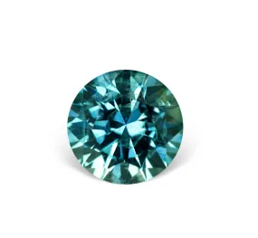 2.19CT ROUND BRILLIANT PRECISION CUT MONTANA SAPPHIRE, BLUE GREEN, 7.7X5.1MM