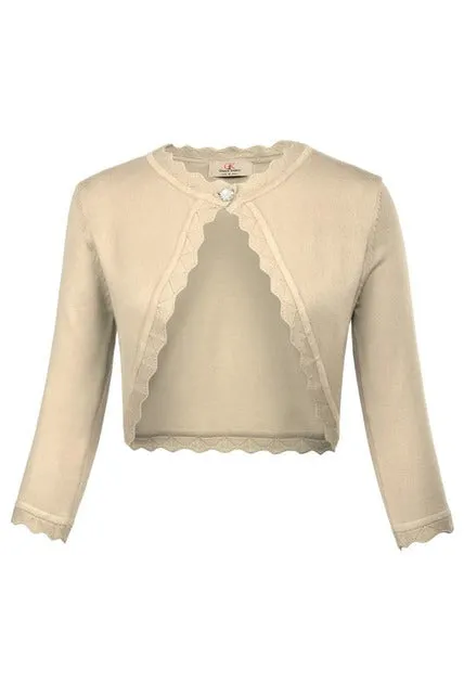 3/4 Sleeve One Button Flat-Knitted Bolero/Shrug  Jacket