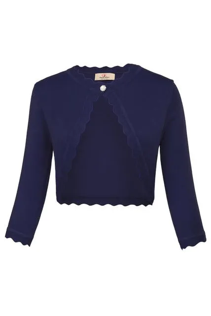 3/4 Sleeve One Button Flat-Knitted Bolero/Shrug  Jacket