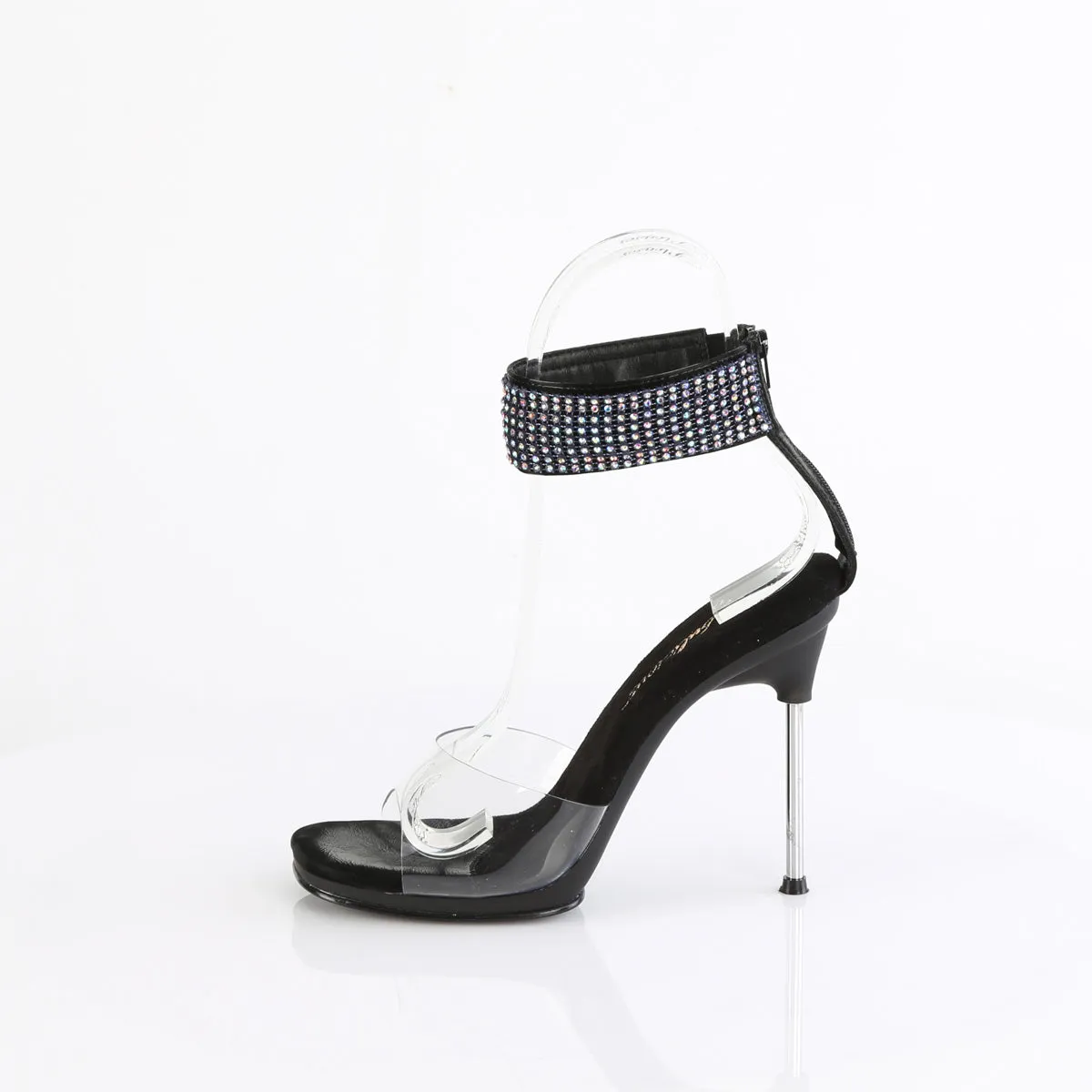 4 Inch Heel CHIC-42 Clear Black Rhinestone