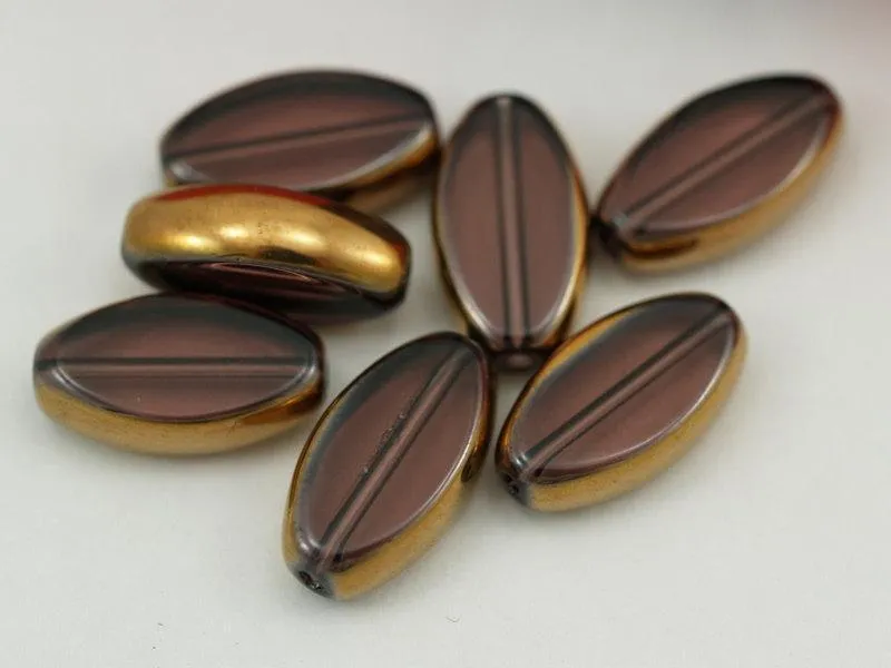 5 Pcs Czech Glass 18x10 Mm Mocha Brown Flat Oval  Beads Pc-5