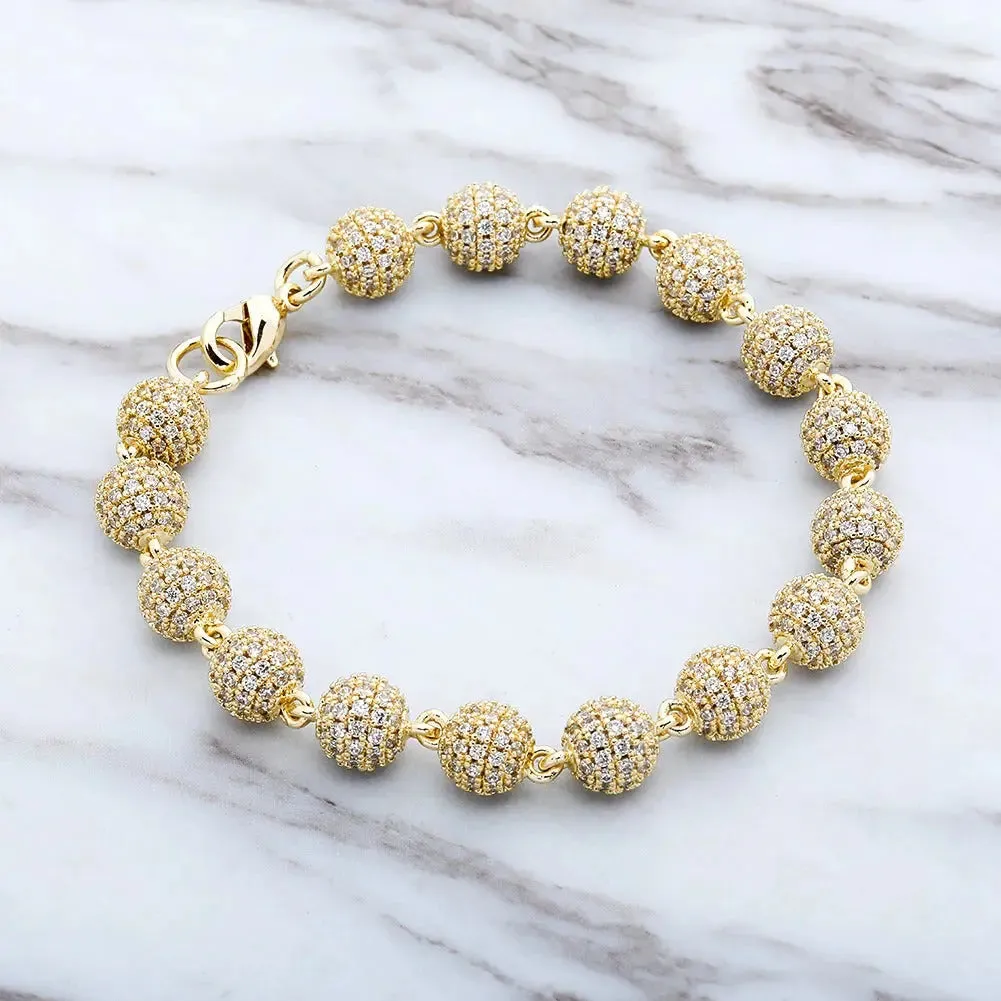 6mm Diamond Beads Bracelet in Yellow Gold