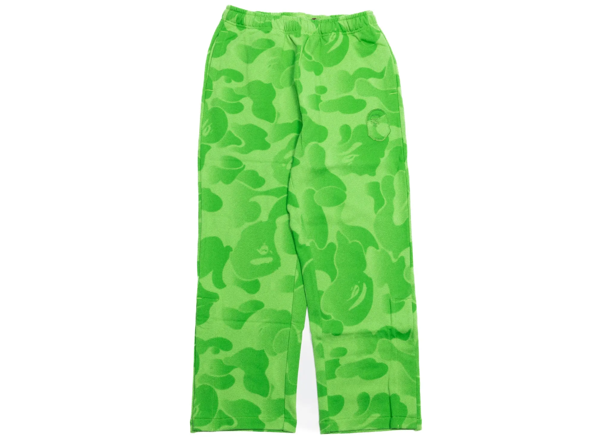 A Bathing Ape Ink Camo Wide Leg Snap Detail Track Pants in Green