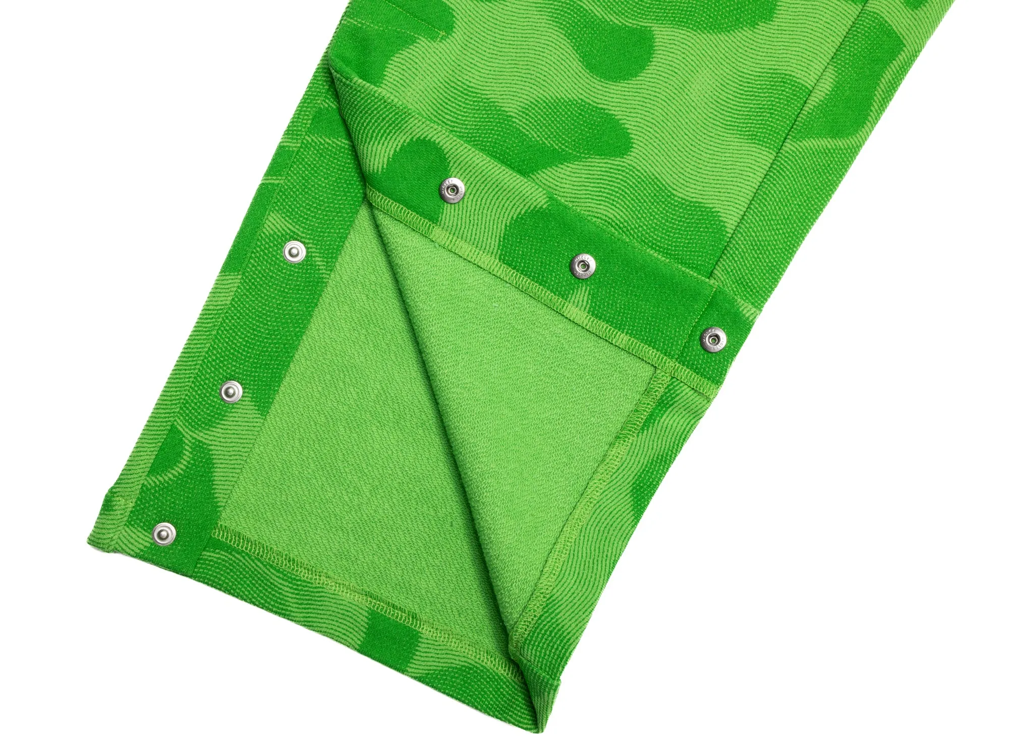 A Bathing Ape Ink Camo Wide Leg Snap Detail Track Pants in Green