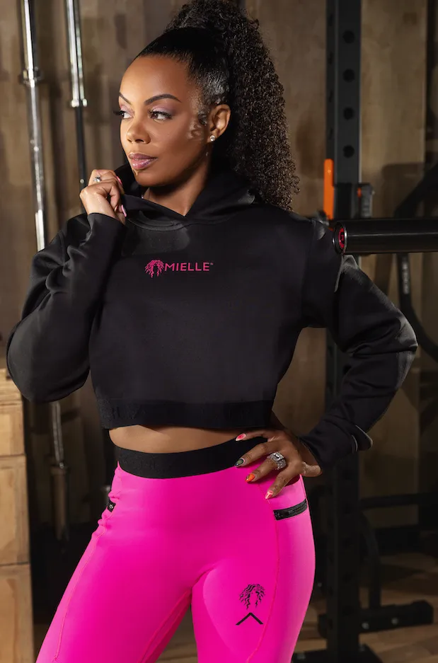 Actively Black x Mielle Pink Long Sleeve Crop Hoodie