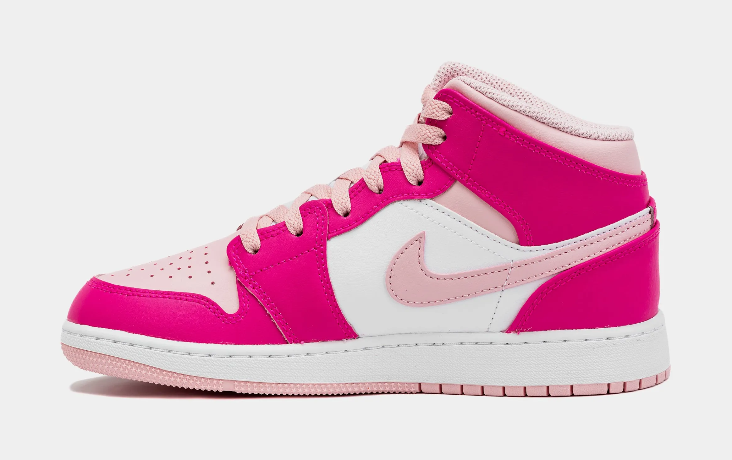 Air Jordan 1 Retro Mid Medium Soft Pink Grade School Lifestyle Shoes (Pink)