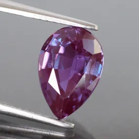 Alexandrite | lab created, colour changing, pear cut 10x7mm, 2.30 ct