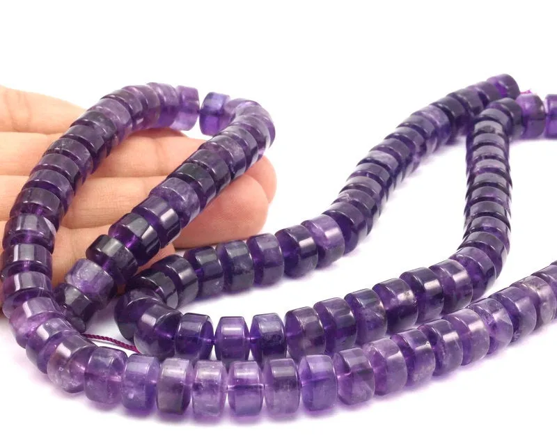 Amethyst 11mm Rondella Gemstone Beads 15.5 Inches Full Strand T05