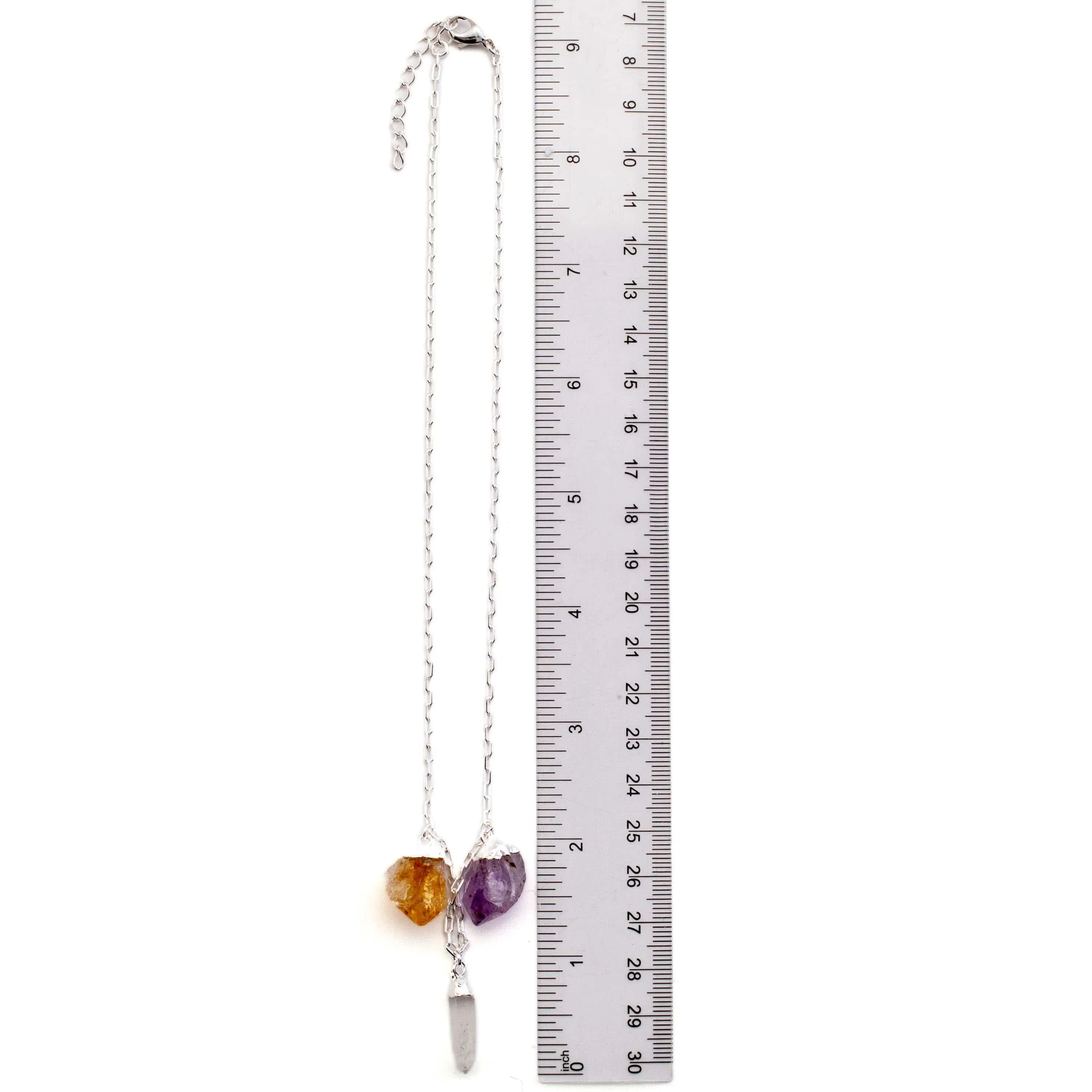 Amethyst, Citrine, and Quartz Triple Point Necklace