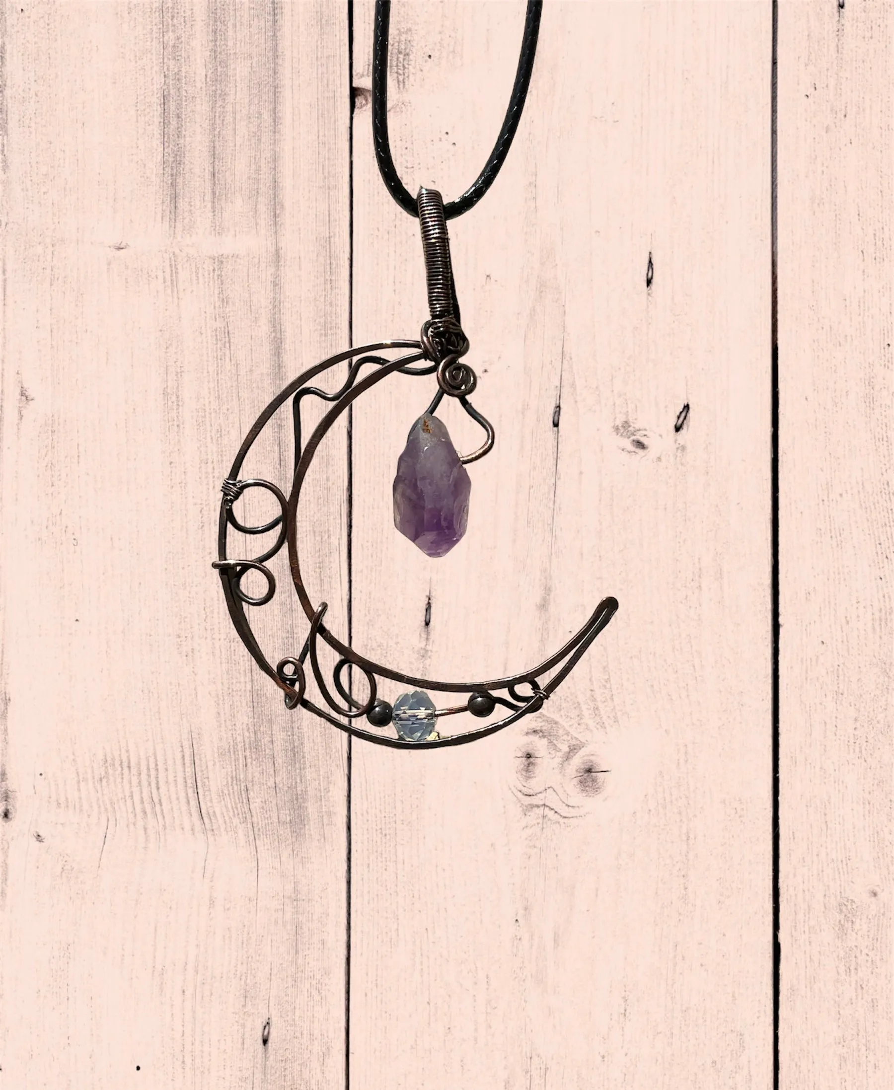 Amethyst Crescent Moon Pendant