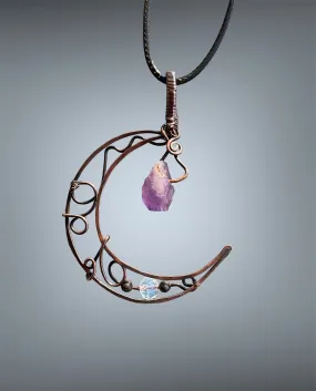 Amethyst Crescent Moon Pendant