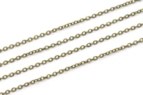 Antique Brass Chain, 20 Meters - 66 Feet (1.5x2mm) Antique Bronze Tone Brass Soldered Chain - Y006 ( Z028 )