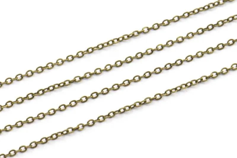 Antique Brass Chain, 20 Meters - 66 Feet (1.5x2mm) Antique Bronze Tone Brass Soldered Chain - Y006 ( Z028 )