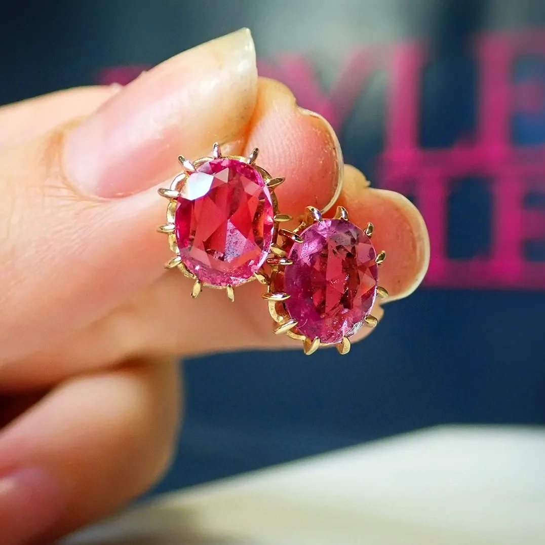 Antique Pink Sapphire Earrings