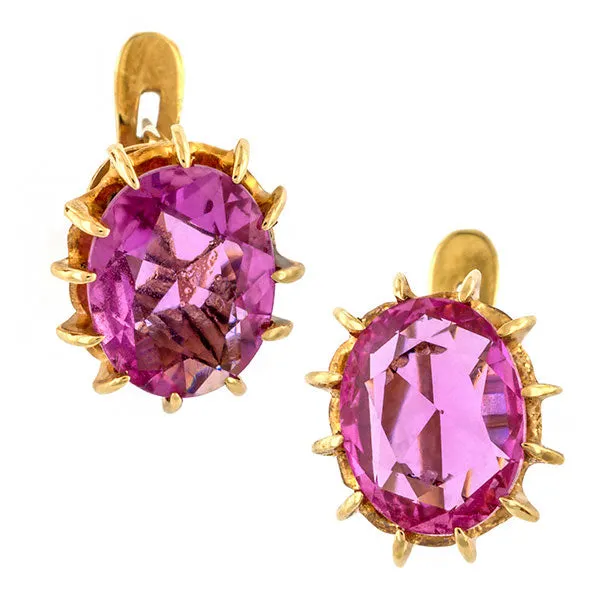 Antique Pink Sapphire Earrings