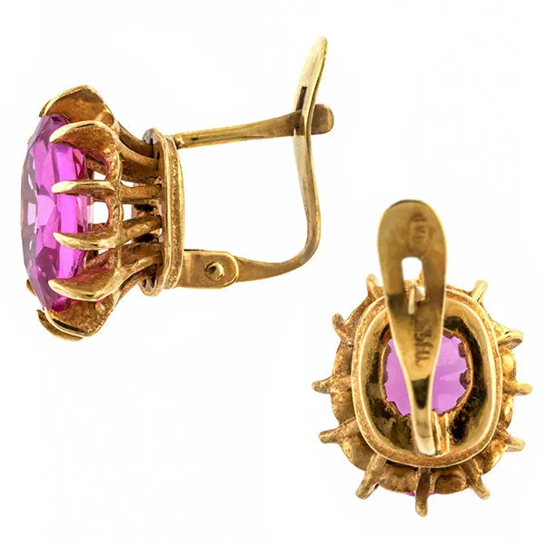 Antique Pink Sapphire Earrings