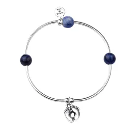 Baby Feet | Soft Bangle Charm Bracelet | Sodalite