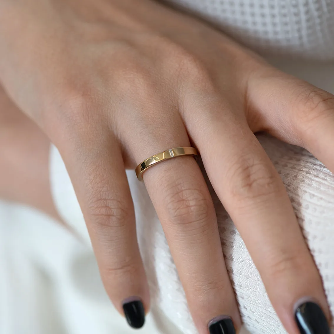 Baguette Wedding Band - Hers