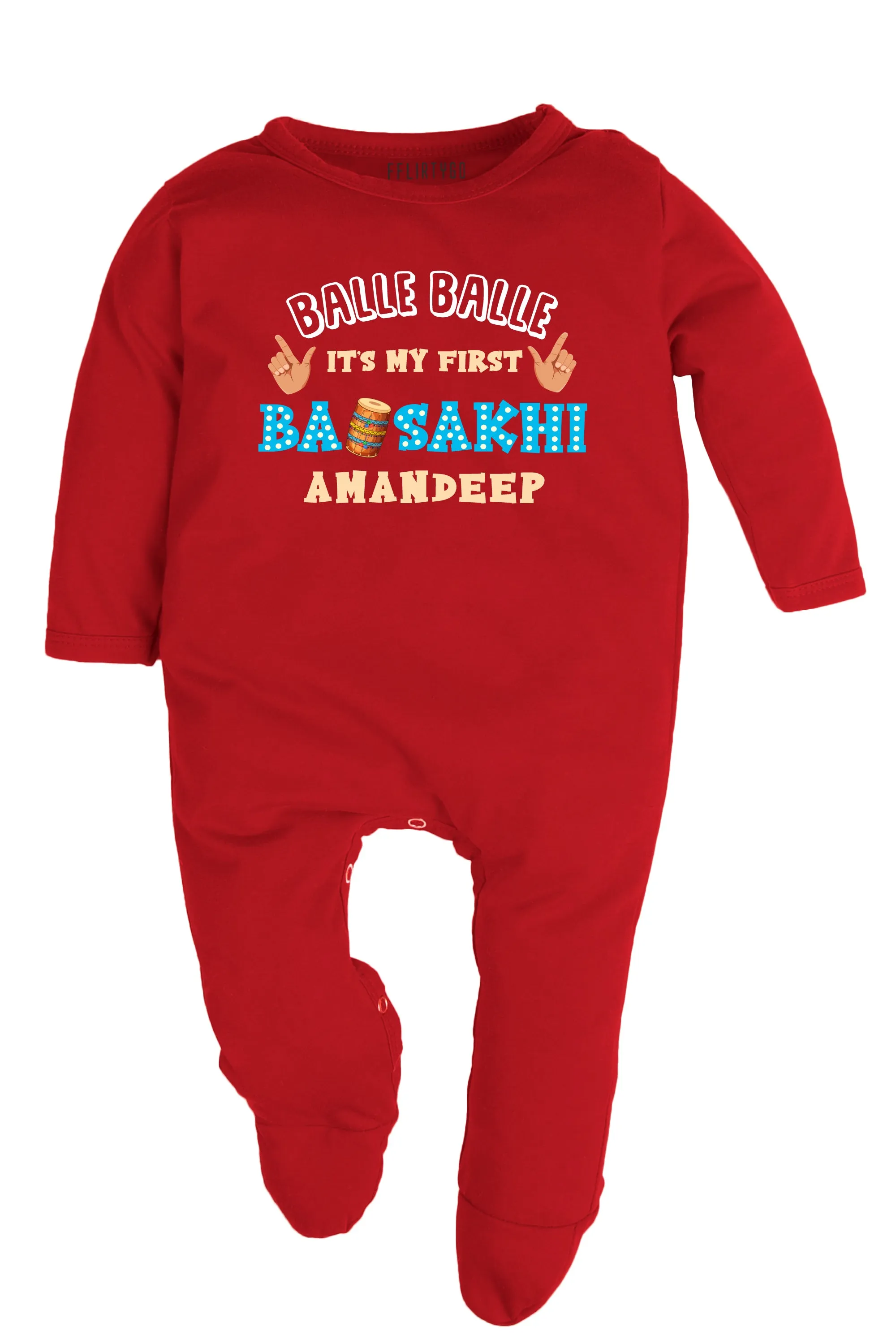 Balle Balle It's My First Baisakhi Baby Romper | Onesies w/ Custom Name