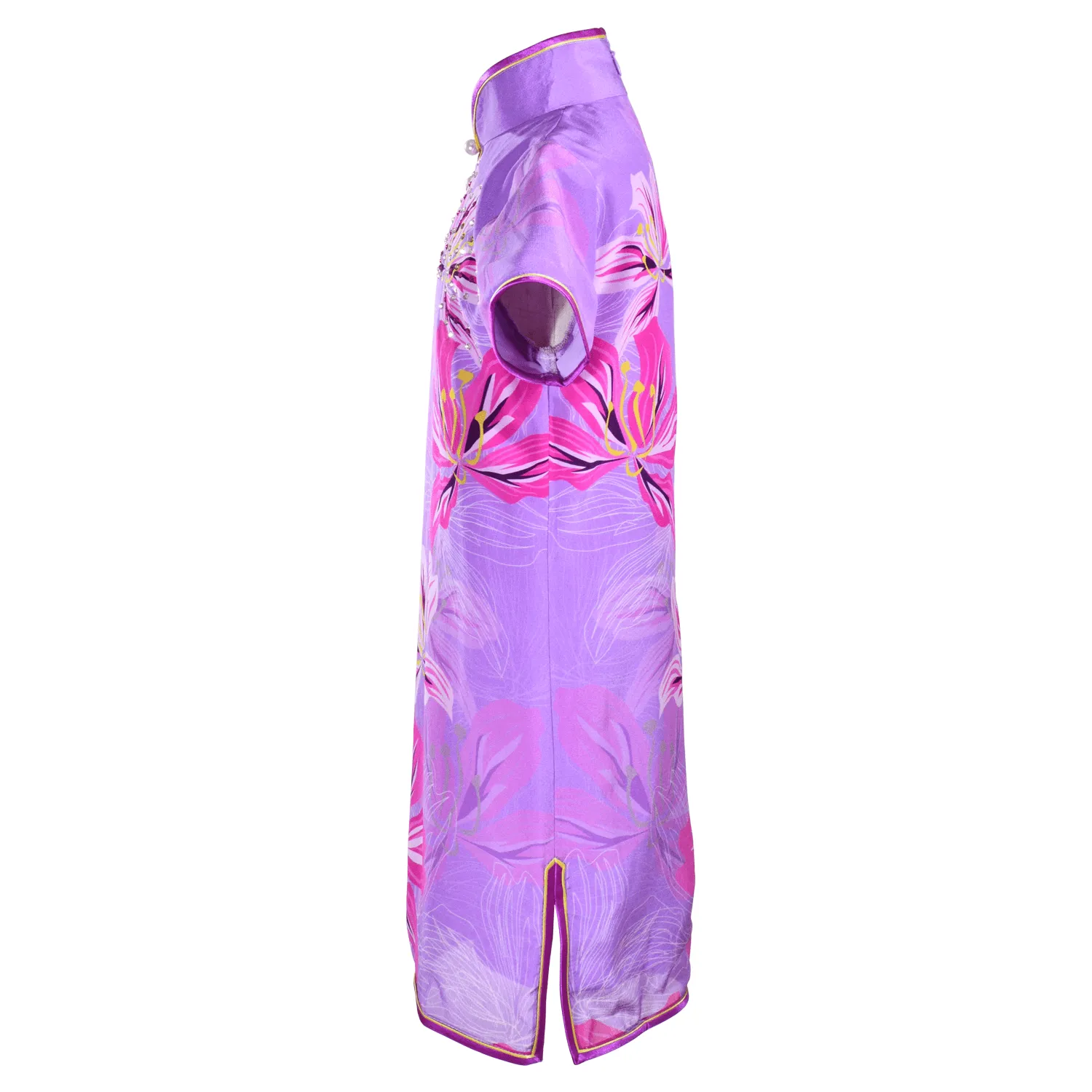 【BAUHINIA】100% Silk Cheongsam with Crystals-Junior