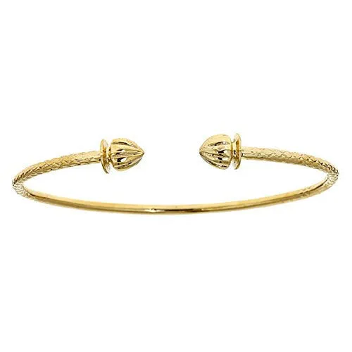 Better Jewelry 10K Yellow Gold West Indian Bangle w. Acorn Ends