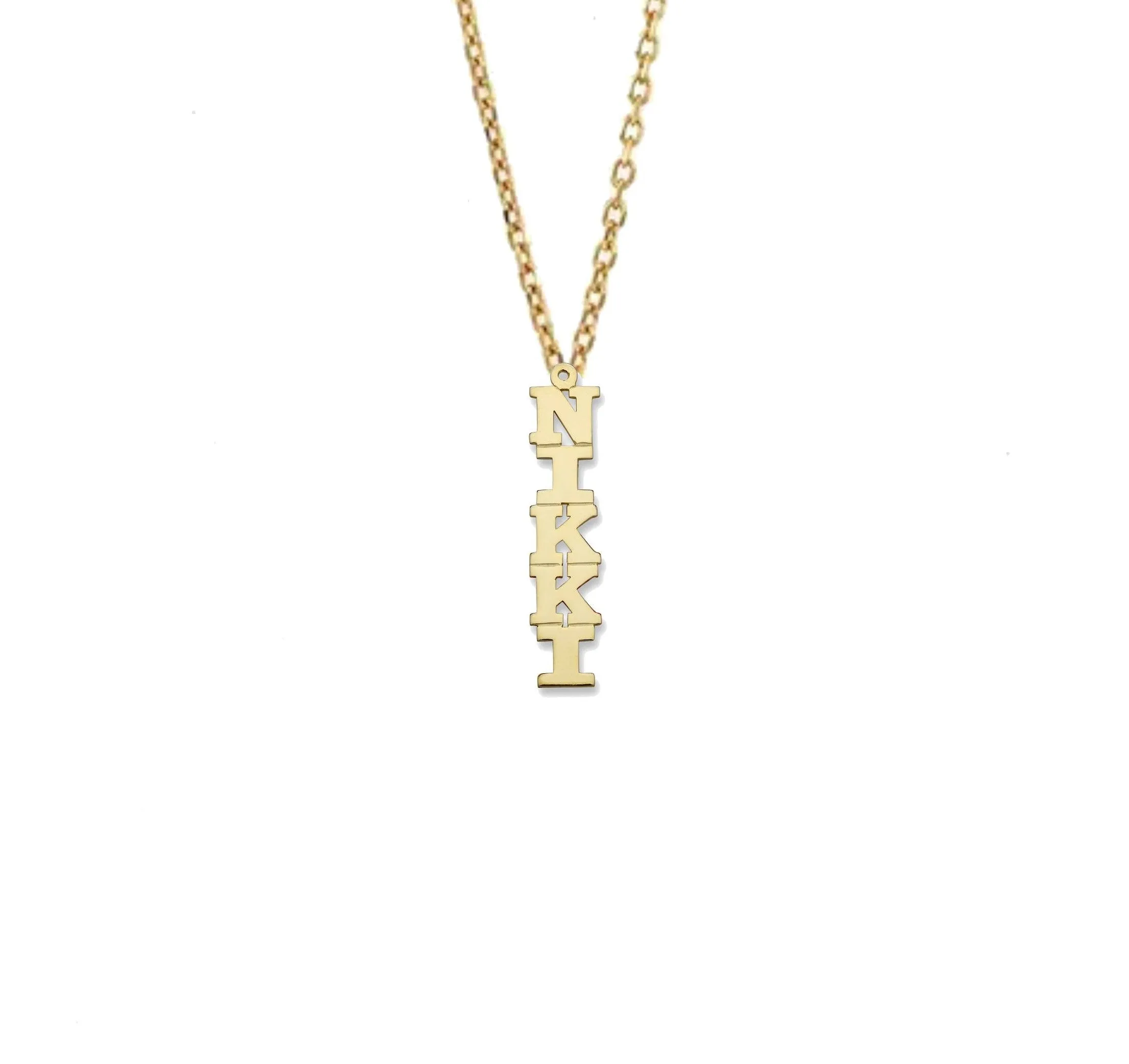 Better Jewelry Block Vertical 14K Gold Nameplate Necklace