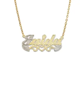 Better Jewelry Heart Diamond Cut 14K Gold Nameplate Necklace