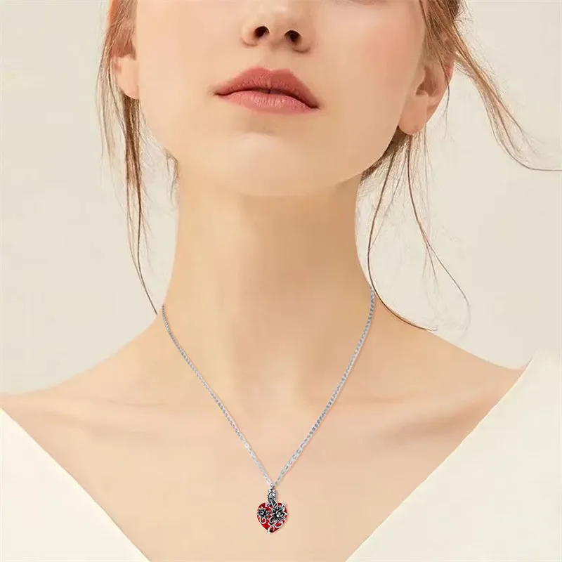 Birth Flower Crystal Cremation Jewelry for Ashes 925 Sterling Silver Birthstone Urn Necklace Memorial Jewelry for Women