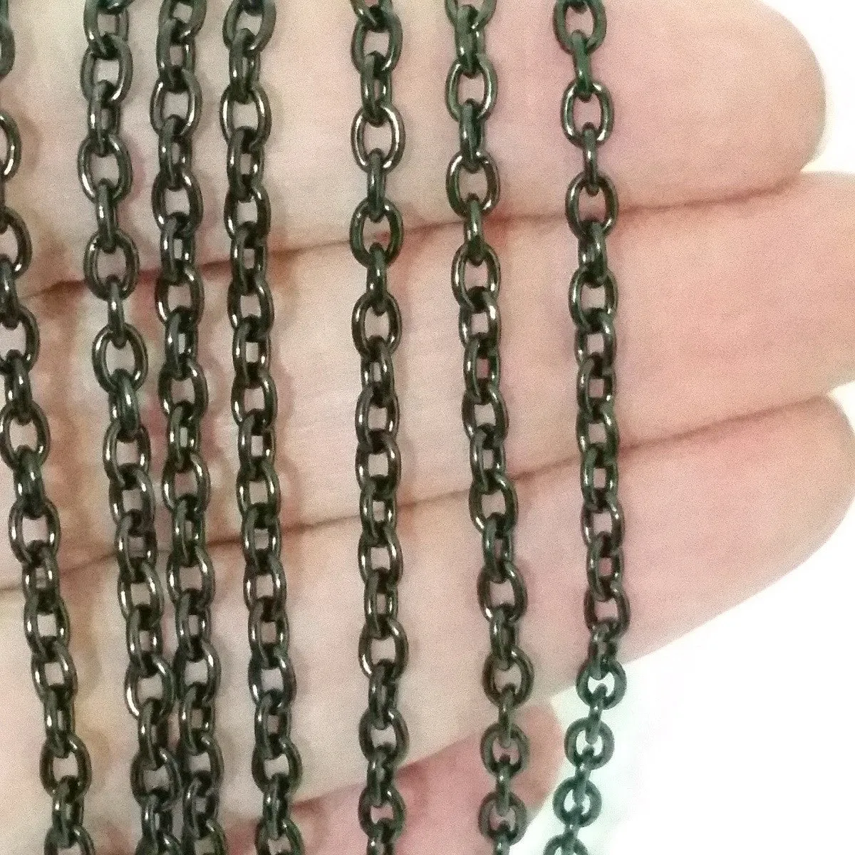 Black Stainless Steel Chain, 3x4mm Oval Open Links, 20 Meters on a Spool, #1906 BL