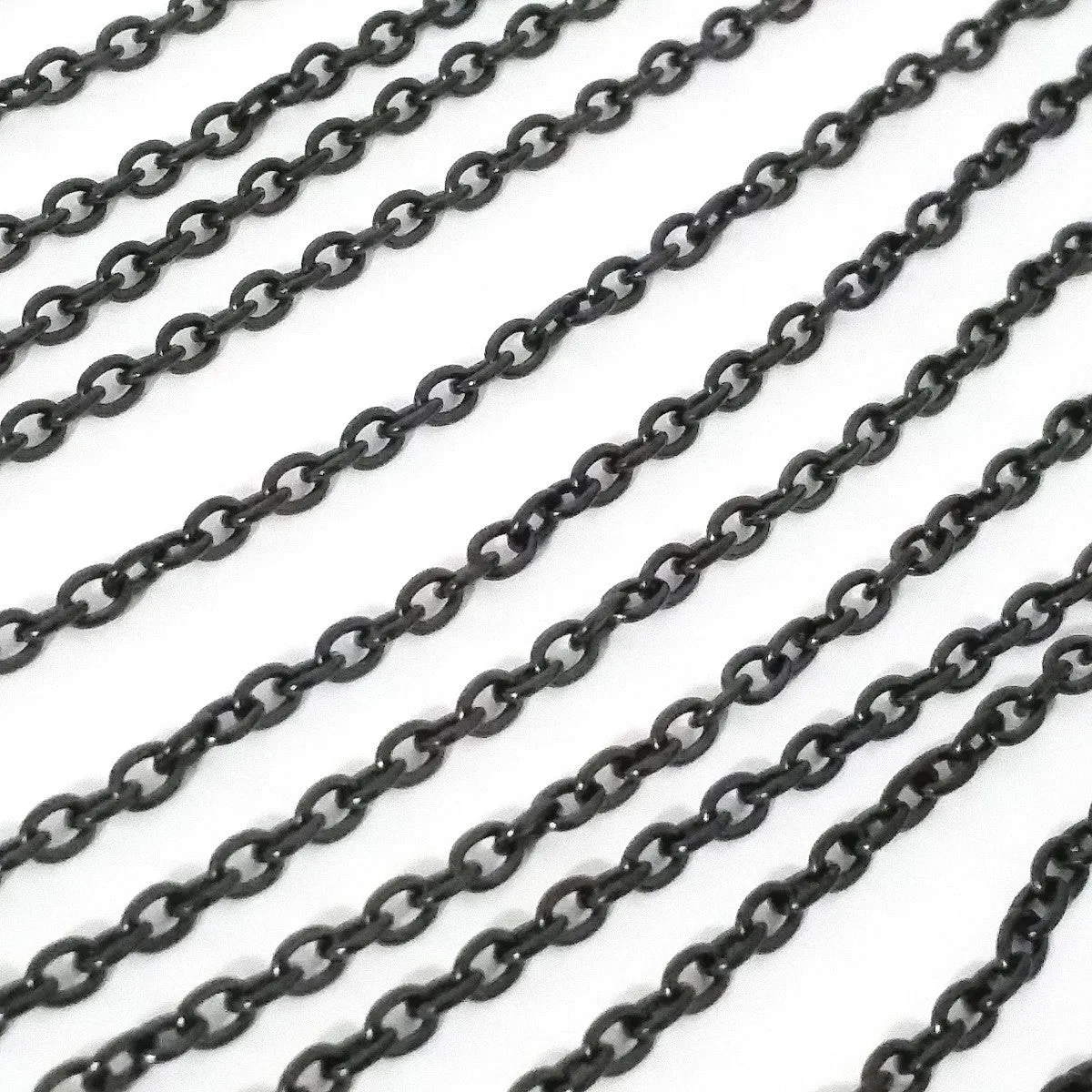 Black Stainless Steel Chain, 3x4mm Oval Open Links, 20 Meters on a Spool, #1906 BL