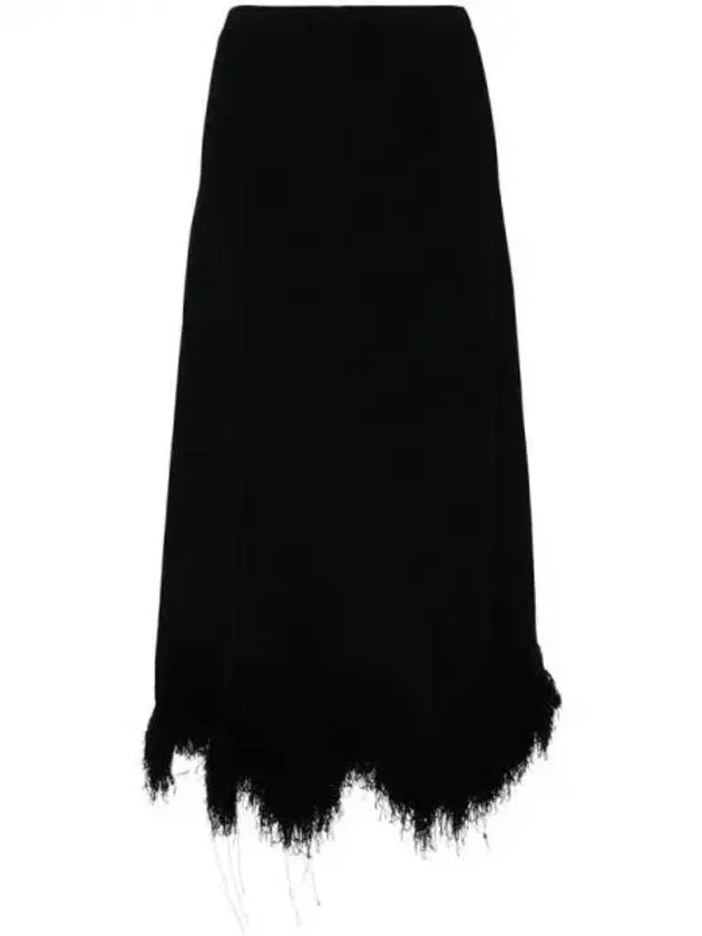 Black tassel decorated long skirt 270506