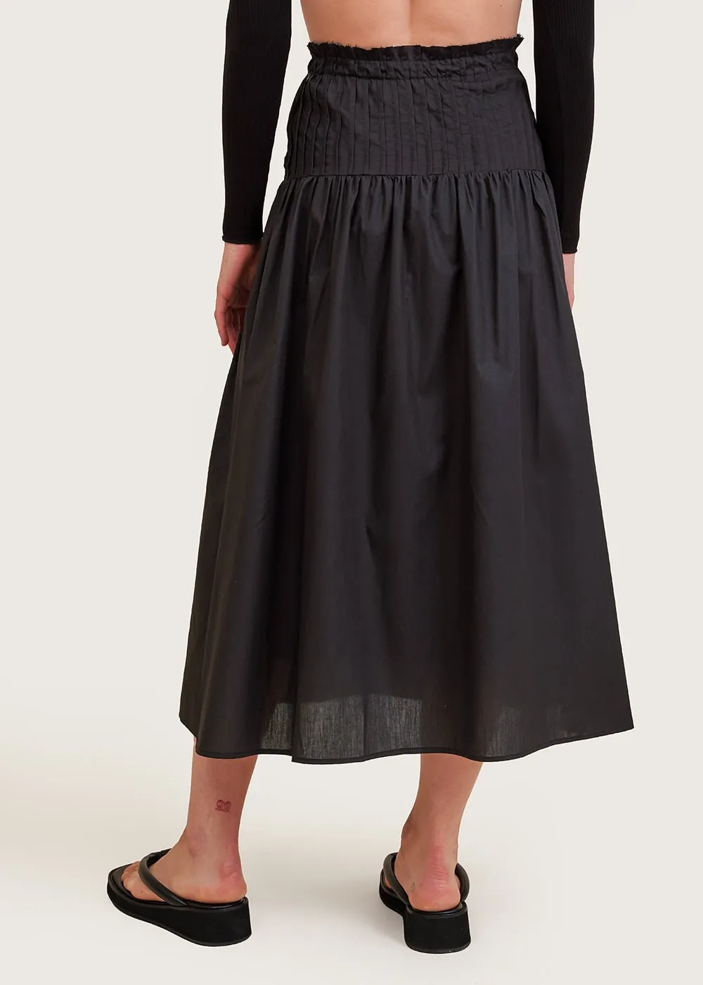 Black Tucked Drop Waist Skirt