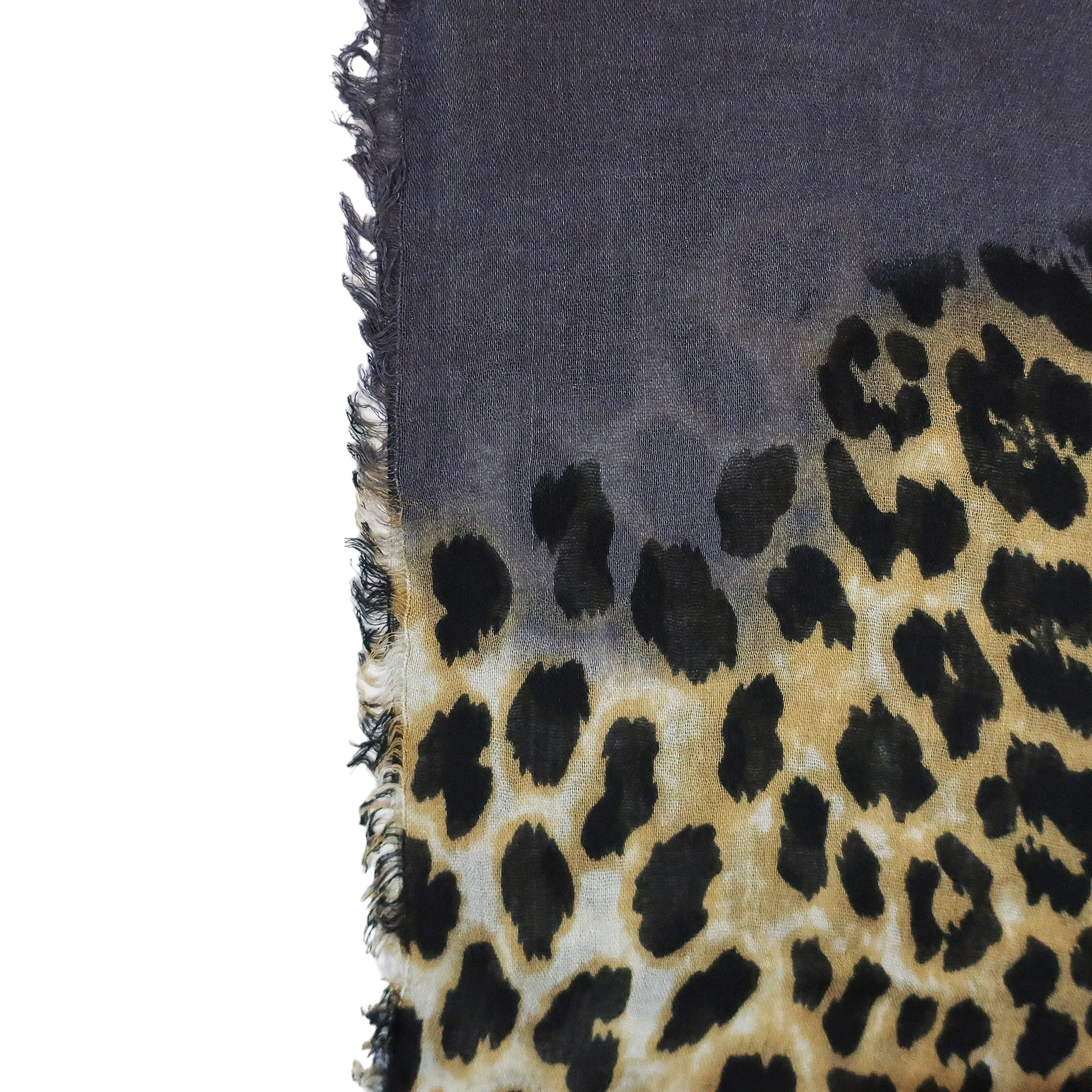 Blue Pacific Animal Print Cashmere and Silk Scarf in Gray and Tan