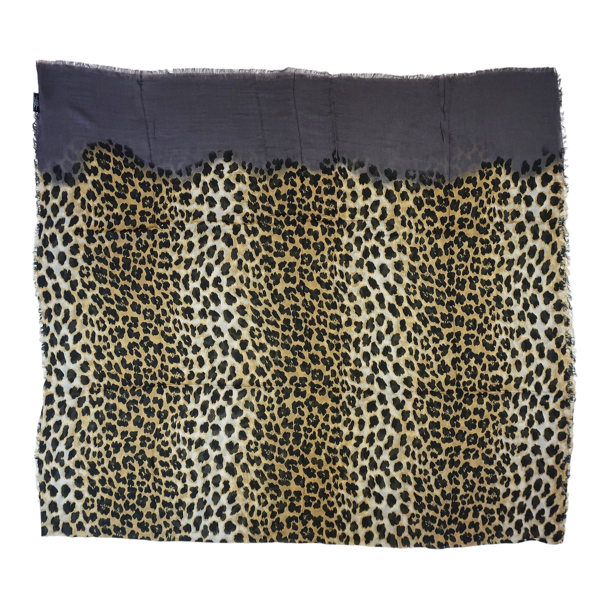 Blue Pacific Animal Print Cashmere and Silk Scarf in Gray and Tan