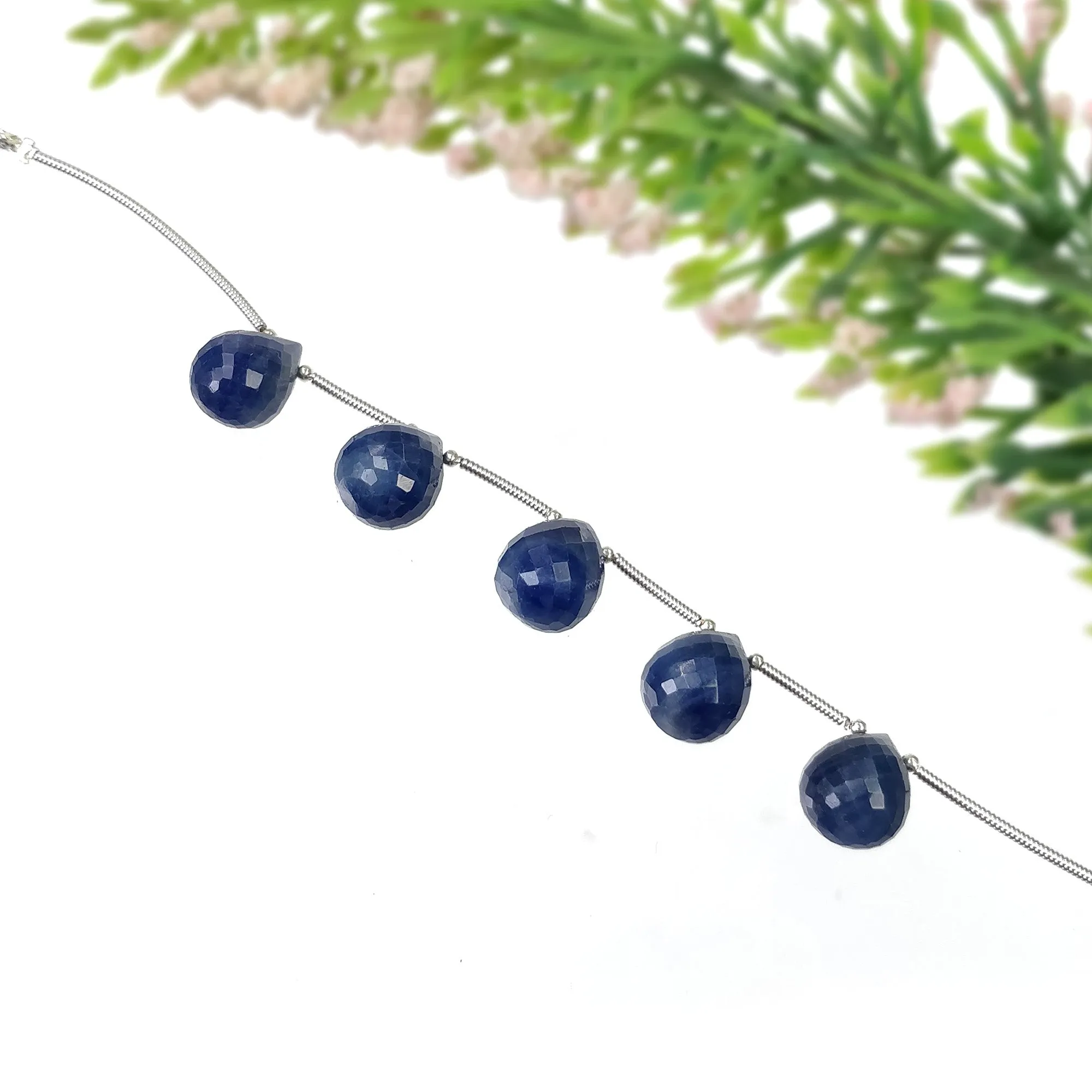 BLUE SAPPHIRE Gemstone Checker Cut Loose Beads : 54.95cts Natural Untreated Sapphire Faceted Teardrops Beads 12.5mm