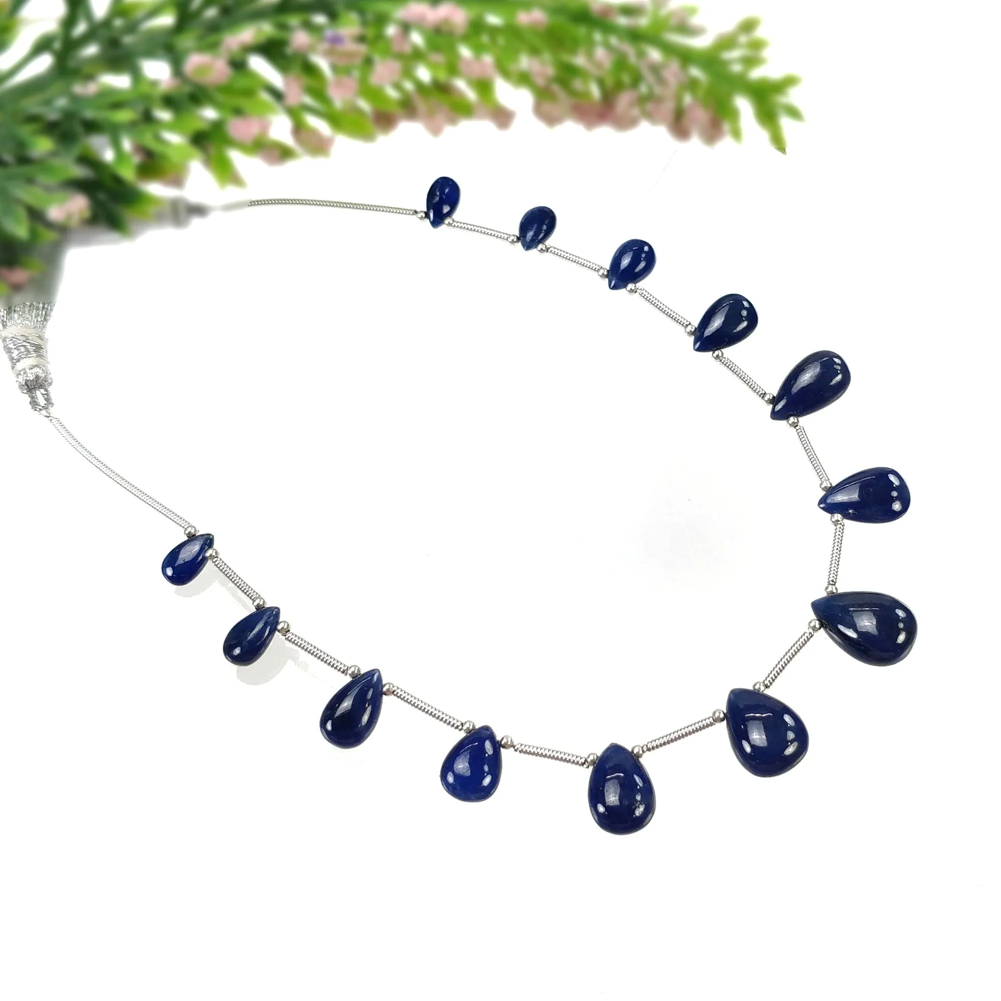 BLUE SAPPHIRE Gemstone Loose Beads : 45.10cts Natural Untreated Sapphire Plain Almond Beads 8*5mm - 13.5*9mm