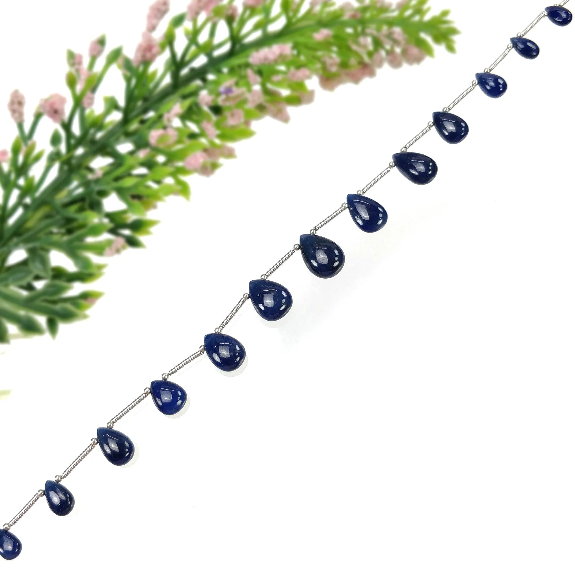 BLUE SAPPHIRE Gemstone Loose Beads : 45.10cts Natural Untreated Sapphire Plain Almond Beads 8*5mm - 13.5*9mm