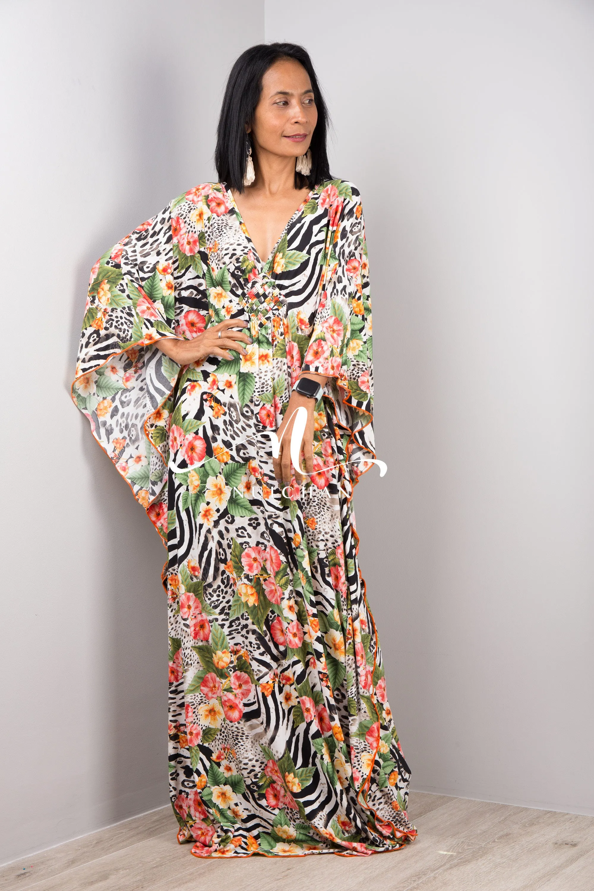 Boho Kaftan Frock Dress, Loose fit maxi dress, Resort kaftan dress